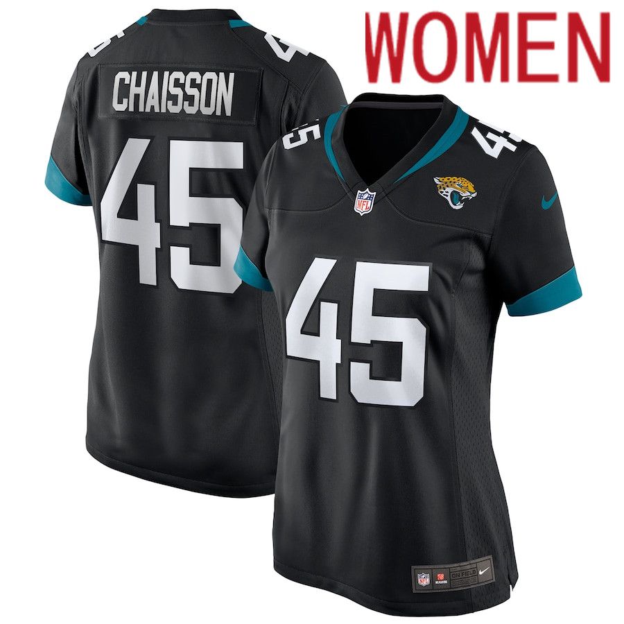 Women Jacksonville Jaguars #45 KLavon Chaisson Nike Black Game NFL Jersey->women nfl jersey->Women Jersey
